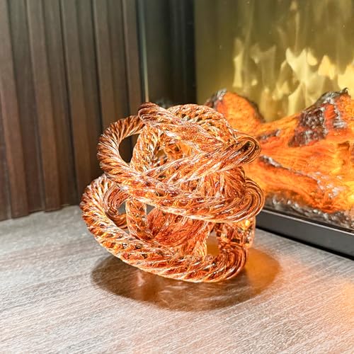 Glass Knot Teal Orbit Ball - 5 Inch Hand Blown Infinity Sculpture Decor Glass Orbit Home Decor Table Decoration Interio Art - color: Brown, size: 5" Diameter