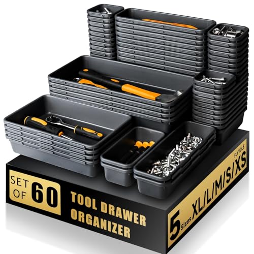 [60 PCS Upgraded] FLYVOLE Tool Box Organizer Tray, Toolbox Desk Drawer Organizer, Tool Box Tray, Toolbox Organization Storage for Rolling Tool Chest (60 PCS) - color: 60 PCS