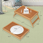 Artmeer Bed Tray Table with Folding Legs,Bamboo Breakfast in Bed for TV Table, Laptop Computer Tray,Eating,Snack Tray Beige 2 Pack(Beige) - color: Bamboo, size: Medium (Pack of 2)
