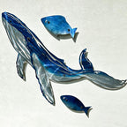 LiveInUrban Coastal Wall Art Whale Metal Wall Sculptures, Ocean Beach Themed Metal Hanging Home Decoration 3PCS 16.2"x12.1" - color: whale