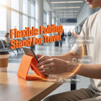 Silicone Phone Stand with Aluminum, Flexible Foldable Phone Holder, Bendable Adjustable Anti-Slip Desktop Stand for Phone Tablet Laptop, Portable Rollable Multi-Angle Stand for Home (Black) - color: Black