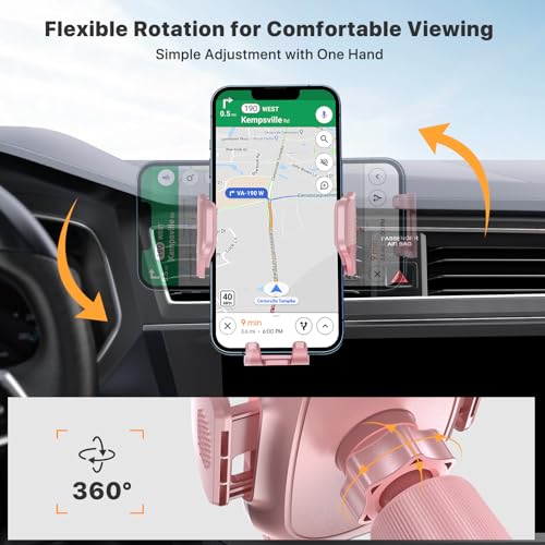 Miracase Phone Holders for Your Car with Metal Hook Clip, Cell Phone Mounts Air Vent Cell Phone Stand Car Mount, Universal Automobile Cradle Fit for iPhone Android and All Smartphones (Pink) - color: Pink, size: 1 Pack