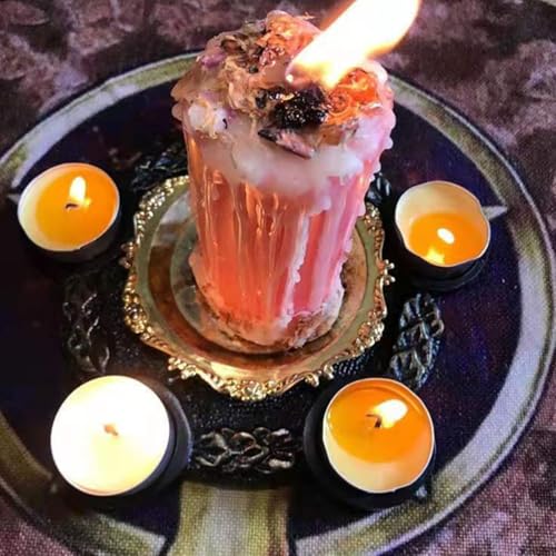 Star Candle Holder Pentacle Altar Plate Resin Tealight Holder Tray Witchcraft Altar Supplies for Witchcraft Wiccan Tarot Supplies