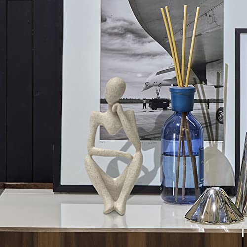 Sandstone Resin Thinker Style Abstract Sculpture Statue Collectible Figurines Home Office Bookshelf Desktop Decor(Sandstone - Right Reverie) - color: Sandstone - Right Reverie