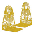 Peacoblue Metal Bookends for Shelves, Modern Decorative Heavy Duty Study Book Ends Stoppers for Office, Desk, Shelf, Room 5.3"x4.3"x7.9" Cast Iron Simple Tall Bookends 1 Pair (Golden Sphinx) - style: Golden Sphinx