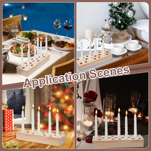 1Pcs Giant Wooden Candlestick, Wooden Taper Candle Holders Candlestick Table Centerpiece Rustic Taper Candle Holder for Birthday Mother's Day Wedding Anniversary Thanksgiving Decoration