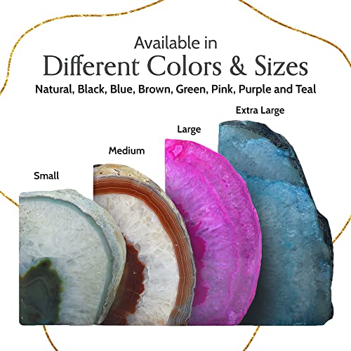 Nature's Decorations Agate Bookends - A Quality Brown Geode with Non-Skid Rubber Bumpers for Shelves, Office, Home Decor - Heavy Duty Cool Crystal Stone (6-8 LB) - color: Brown, size: A Grade 6 - 8 Lbs