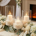3 Pcs Wedding Glass Candle Holder - 6" 8" 9" Clear Hurricane Stemmed Terrarium Pillar Candle Floating Tealights Flower Vase Centerpiece Holiday Decoration for Home Party