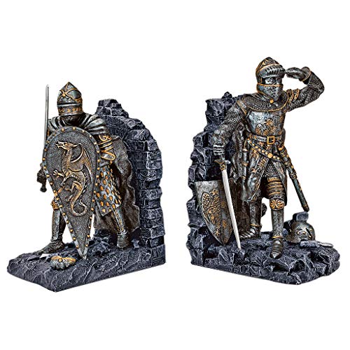 Design Toscano Arthurian Knight Bookends,Grey Stone,8 Inch, Set of Two - style: Arthurian Knight