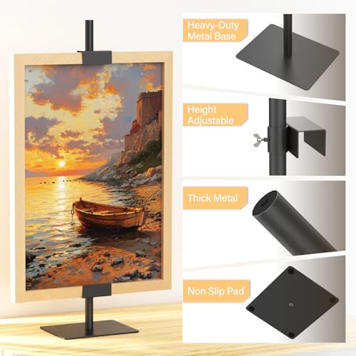 HzTinT 1PCS Tabletop Picture Frame Stand,Heavy Metal Base Adjustable Size Table Easels for Display,Picture Frame Holder Art Display Stand for Signs, Canvas