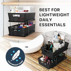 Simple Houseware 2 Tier Bathroom Organizer Tray Pull-Out Sliding Drawer, Under Sink Storage, Black - color: Black