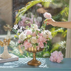 Sziqiqi Gold Urn Vase for Wedding: 7.9in Large Compote Vases Centrepieces with Crystal Beads for Table Decorations - Set of 10 Metal Urn Vases for Flower Arrangement Bowl Vase for Party Anniversary