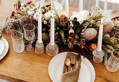 Vixdonos Glass Candlestick Holders Tealight Candle Holders for Table Centerpieces, Wedding Decor and Dinner Party (3 Pcs, Clear) - color: Clear, size: 3 Pcs