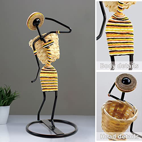 Creative Tea Candle Holder Tealight Holder with Bamboo Baskets and Candle Lights, Great for Decorative Home Decor Centerpiece, Unique Candle Holders - color: Led Candle Light-1