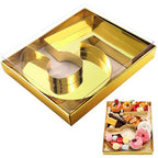 SiliFine 12" Charcuterie Number Shaped Mache with Clear Lid Fillable Sweets Serving Trays Paper Mache Cupcake Candy Box for 2025 Graduation Party Graduation Celebration(Gold,Number 5) - color: Gold, style: Number 5