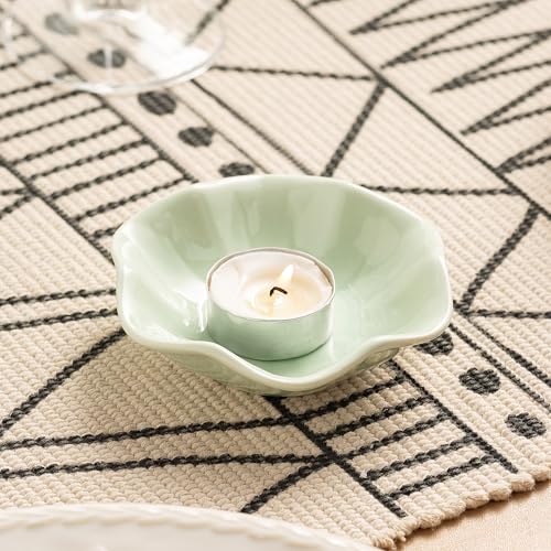 Candle Holders for Pillar Candles, Tealight Candle Holder, Candle Stand, Ceramic Candle Plate Tray, Candle Holder Decor for Dinning, Party, Wedding, Birthday, Anniversary Decorations, 1pack (Green) - color: Green