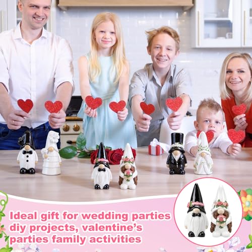 Arrowbash 6 Pcs Wedding Ceramics to Draw Ready to Paint Your Own Gnome Statues 5.12 Mr and Mrs Paintable Figurines DIY White Ceramics Plaster Crafts Kit with Brush Palette - style: Wedding
