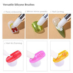 FULINJOY 5PCS Dual-Ended Nail Art Sculpture Pen Dotting Tools, Silicone Nail Polish Brushes Stainless Steel Carving Drawing Dotting Tool, Acrylic Rhinestone Handle, Nail Art Tools - size: 5PCS