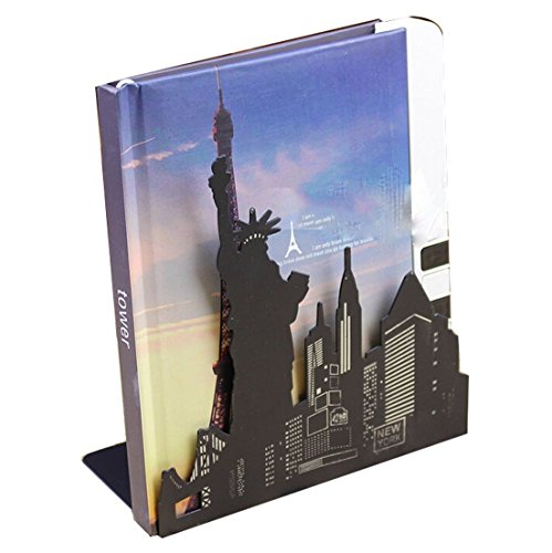 One Pair Fashion Modern Landmark Theme Style Thickening Iron Library School Metal Bookends Book End Perfect Mother's Day Gift (New York Statue) - color: Statue of Liberty