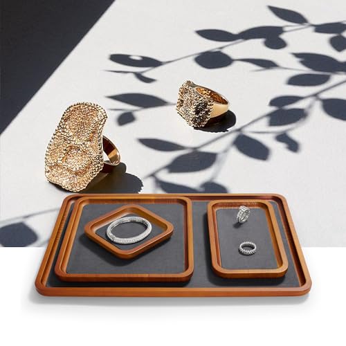 Oirlv Solid Wood Jewelry Tray Jewelry Display Holder Showcase Watch Display Organizer (Medium, Grey) - color: Grey, size: 7.87"x 7.08"x 0.59"