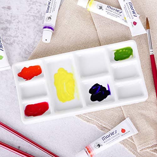 VanEnjoy White Square Ceramic Artist Paint Palette,Porcelain Watercolor Palette,Ceramic Mixing Tray for Watercolor Gouache Painting