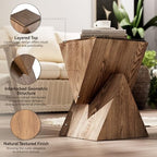 COZAYH Modern Geometric Wood Grain End Table with Structural Design, Farmhouse Side Table with Sculptural Pedestal Base for Living Room, Bedroom, Office, Fully Assembled, Natural