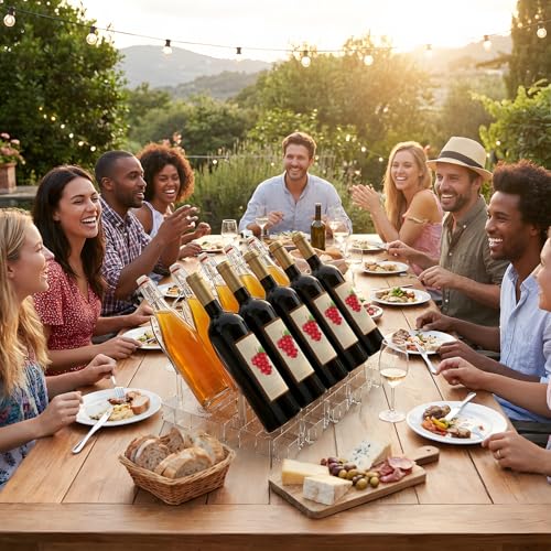 Clear Acrylic Wine Rack, Modular Stackable Countertop Wine Bottle Holder with Leaf Shaped Support, Multi Purpose Versatile Wine Display Stand for Home Bar Party Daily Organizing (4pcs) - color: Transparent - 4pcs