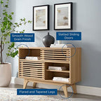 Modway Render Mid-Century Modern Two-Tier Display Stand in Oak - color: Oak