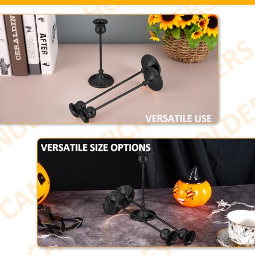 Taper Candle Holder Tall Vintage Metal Candlestick Holders Candle Stick Candelabra for Halloween Thanksgiving Christmas Holiday Wedding (Matt Black, 1 Set (3 pcs)) - color: Matt Black, size: 1 Set (3 Pcs)