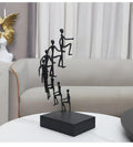 Modern Minimalist Abstract cast Iron Climbing Figures Sculpture, Black Metal Art Statue, Desktop Office Decor