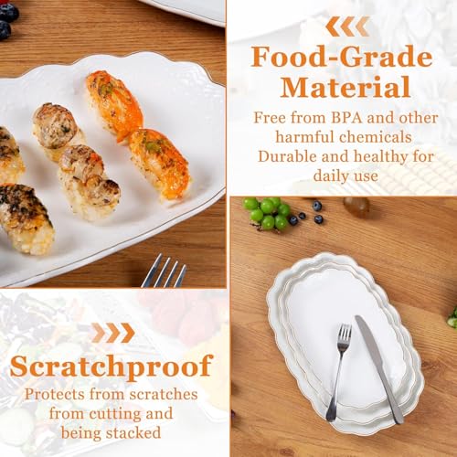 Kassel Ceramic Serving Platter Set | 14”/12”/10” Oval Serving Trays for Entertaining at Parties and Weddings | Oven Safe Large Serving Trays for Tacos, Steak, and Cake - size: Small Oval {14”/12”/10”}