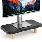 Single Monitor Stand Riser, 16Inch Wood Desk Organizer with Monitor Stand & Storage Computer Monitor and Laptop Riser Multifunctional Laptop Stand Desk Organizer for Office Home Screen/Laptop/PC Black