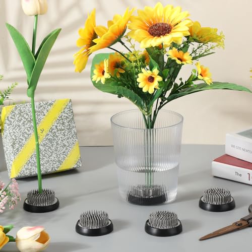 Sliner 16 Pieces Floral Frogs Round Flower Holder Japanese Ikebana Vase Kenzan Flower Arranger Floral Fixed Tools Pin for Arrangement Home DIY Craft (Silver,2.36 Inch) - color: Silver, size: 2.36 Inch