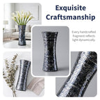 Cididu Mosaic Flower Vase, 11.6 inch Glass Black Vases for Centerpieces, Handmade Modern Decorative Tall Vase, Glitter Mosaic Vases for Home Decor Wedding Flower Arrangeme Birthday
