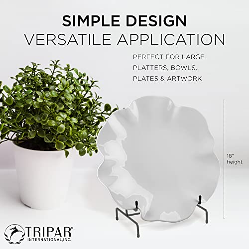 TRIPAR 11 Inch Black Metal Display Stand Easel for Bowl and Platters, Cookbooks, Pictures, Deep Dishes - color: Black