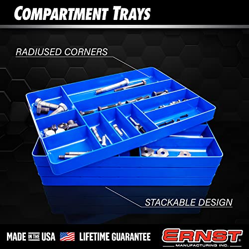 Ernst MFG 10 Compartment Drawer Organizer: Heavy Duty Stackable Tray for Automotive Tool Organization -Low Profile Toolbox - Nuts and Bolts, Tools, Parts, Easy to Clean - Black - Made in the USA - color: Black, size: 10-Compartments