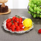 Cabilock Silver Iron Serving Tray, 7.87In Elegant Snack Serving Platter for Party Food Desserts and Jewelry Display, Multifunctional Decorative Tray for Entertaining