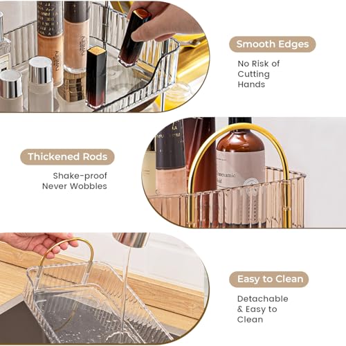 Aveniee Bathroom Counter Organizer Countertop, Makeup Perfume Shelf Storage, 2 Tier Skincare Cosmetic Tray for Dresser Vanity - Grey - color: Classic Grey, size: 2 Tier