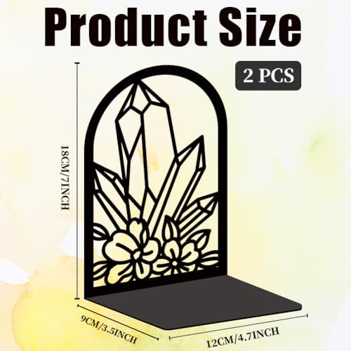 Crystal Flower Book Shelf Decorative Bookends for Shelves, Book Ends for Heavy Books, Metal Bookends for Desk Organizer, Office Library Decor Decorative Books for Home Decor - style: Crystal