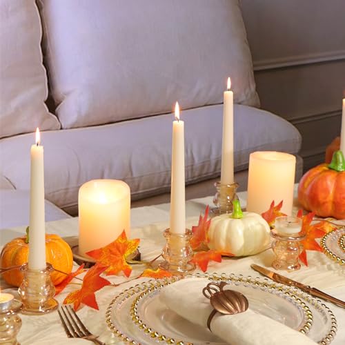 NITIME 12pcs Gold Candlestick Holders- Taper Candle Holders for Table Centerpiece- Glass Candle Holder for Wedding, Dinner Table, Party and Festival Decoration - color: Gold-12pcs