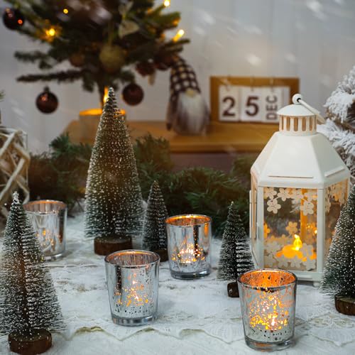 UPBUD Votive Candle Holders Set of 24, Speckled Mercury Silver Candle Holders for Wedding Centerpiece Table Decorations, Tealight Candle Holder for Party Bridal Shower Decor, Home Decor - color: Silver
