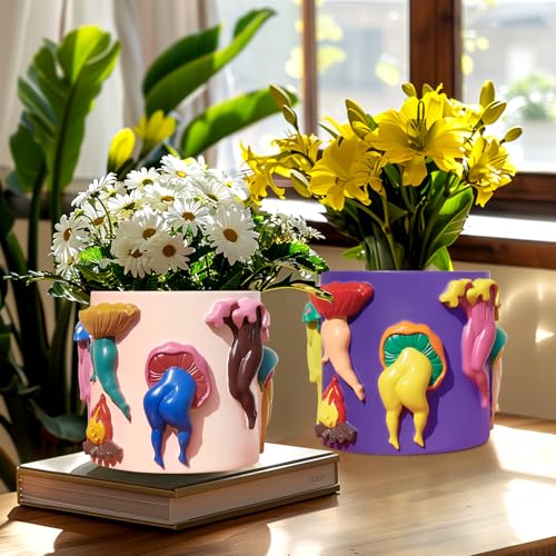 GUGUGO Mushroom Female Body Planters, Unique Dancing Lady Flowers Planter, Cute Quirky Butt Plant Pots for Indoor Plants, Funny Succulent Flower Pot for Home Decor, Eclectic Aesthetic Gift, Green - color: Grass Green, size: 5Inch