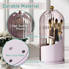 GAXmi Makeup Brush Holder with Lid Cosmetic Tools Organizer 360 Rotating Waterproof Dustproof Beauty Brushes Storage for Vanity, Pink-Purple - color: Pink-Purple