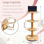 3 Tier Bracelet Holder,Wooden Rotating Bracelet Display Stand with 36 Hooks and Tray,360°Rotating Jewelry Holder Organzier for Bracelet, KeyChain, Necklace, Jewelr