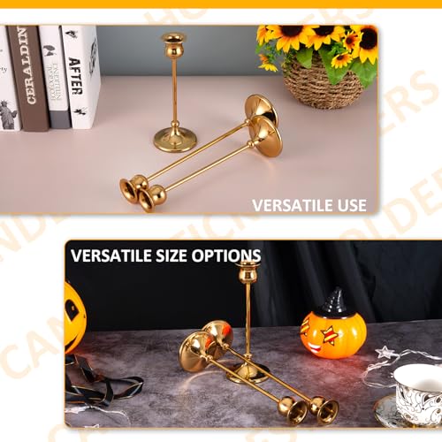 Taper Candle Holder Tall Vintage Metal Candlestick Holders Candle Stick Candelabra for Halloween Thanksgiving Christmas Holiday Wedding (Gold, 2 Sets (6 pcs)) - color: Gold, size: 2 sets (6 pcs)