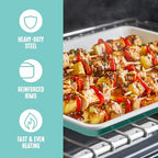 GreenLife 13" x 9" Quarter Sheet Baking Pans, 2 Piece Bakeware Set, PFAS-Free Ceramic Nonstick Rectangular Cookie Trays, Oven Safe to 450°F, Even Heating, Easy Clean Ovenware, Turquoise - color: Turquoise, size: 13" x 9" Quarter Baking Sheet