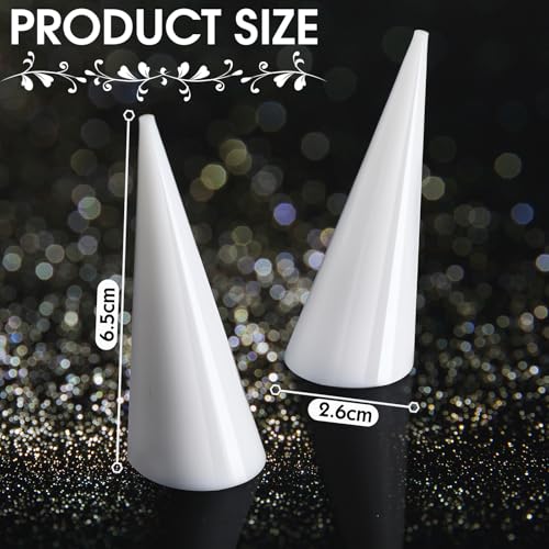 Jetec Clear Acrylic Crystal Ring Holder Acrylic Ring Display Jewelry Holder Wedding Display Cone Support Single Finger Rings Showcase Stand for Jewelry - color: White