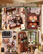 Book Nook Kit, DIY Miniature House Kits for Adult and Teens, Dollhouse Tiny Booknook Garden House Bookshelf, DIY Craft Gifts for Family and Friends（Sunny Cafe) - style: Sunny Cafe