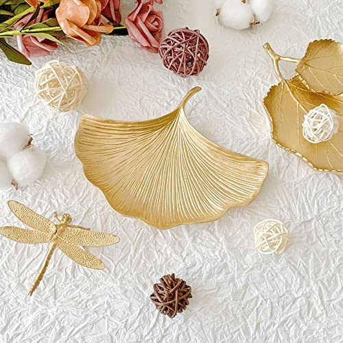 Small Leaf Shaped Trinket Dish, Decorative Gold Jewelry Dish Tray, Ring Hodler Dish Jewelry Organizer - color: Monstera Leaf