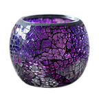 Ochine Glass Votive Candle Holder for Tealight, Romantic Stained Mosaic Tealight Candle Holders, Handmade Cracked Aromatherapy Candle Lamp - color: D